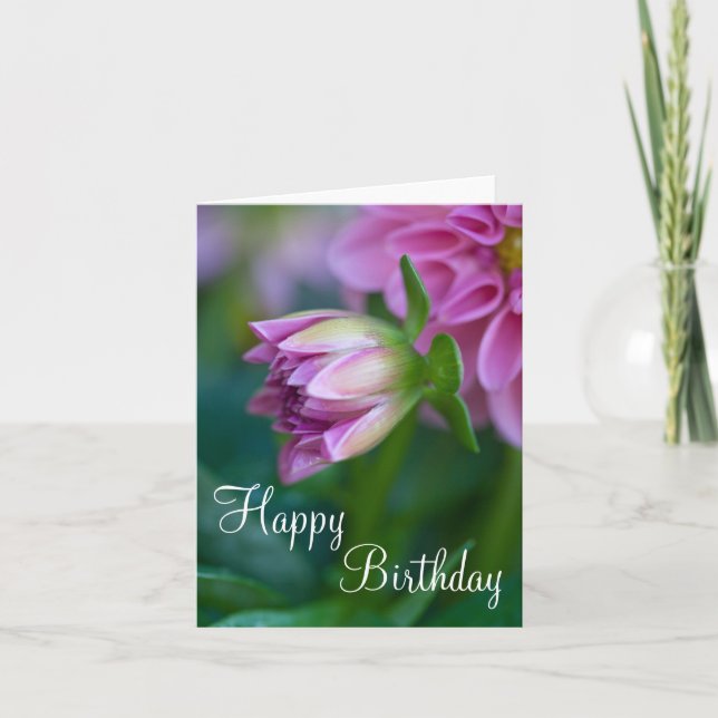 Carte de dahlia de joyeux anniversaire (Devant)