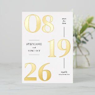 Carte de date de mariage moderne en feuille métall