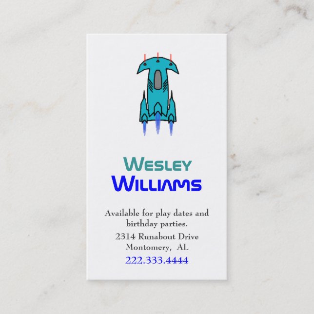 Carte de date d'expédition spatiale du garçon pers (Devant)