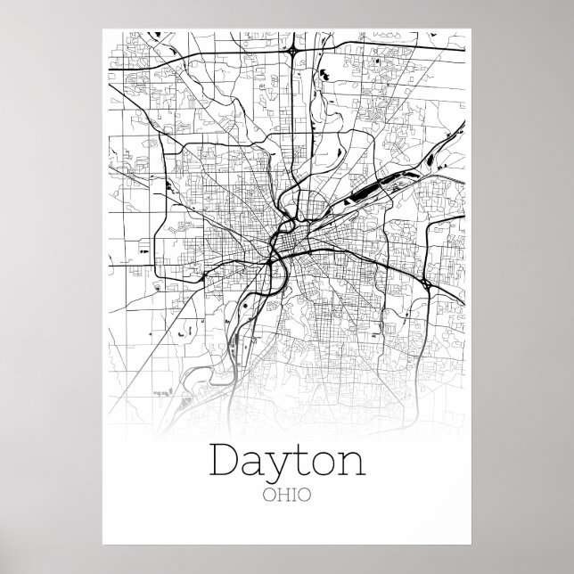 Carte de Dayton - Ohio - Poster de la carte de vil (Devant)
