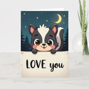 Carte de déclaration d'amour avec un bébé mouffett