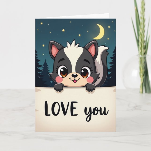 Carte de déclaration d'amour avec un bébé mouffett (Devant)