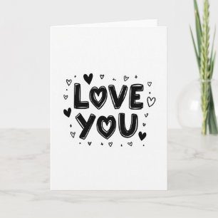 Carte de déclaration d'amour dessinée à la main mi