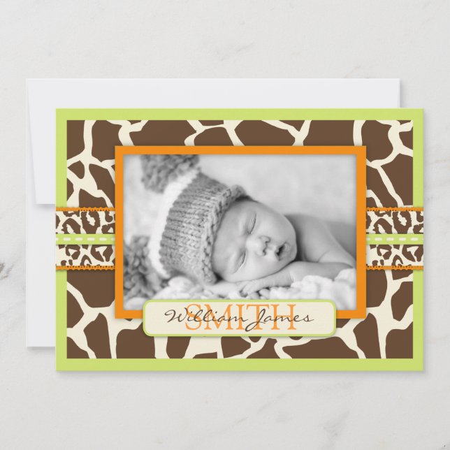 Carte de déclaration Safari Boy Green (Devant)