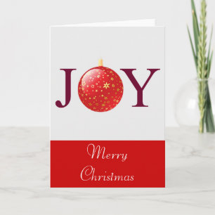 Carte de décoration de Noël rouge Joy