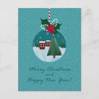 Carte de décoration de village de Noël joyeux