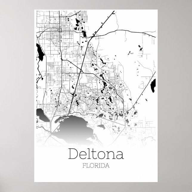Carte de Deltona - Floride - Carte de ville Poster (Devant)