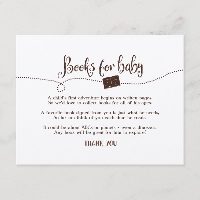 Carte de demande "Adventure Await" "Books for Baby (Devant)