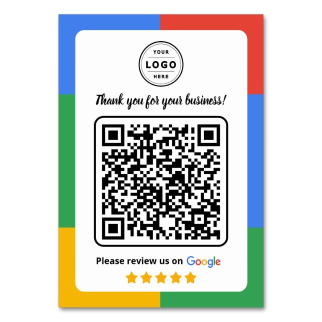 Carte de demande d'avis Google avec logo et QR Cod (Dos)