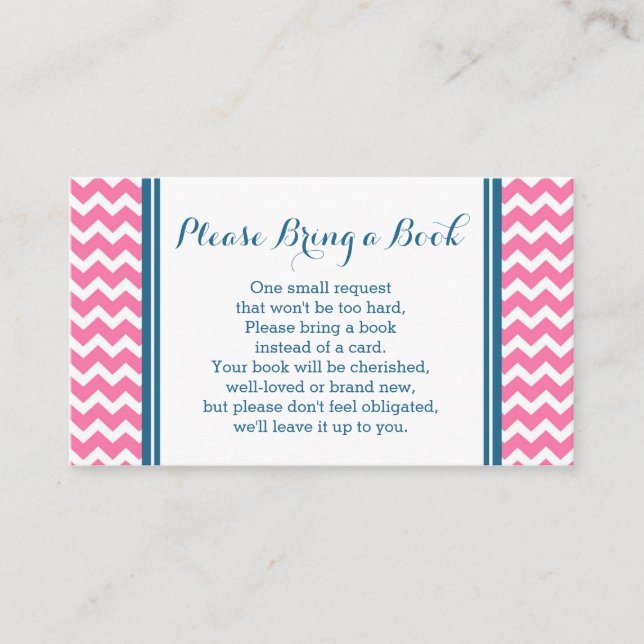 Carte de demande de Baby shower Chevron bleu rose (Devant)