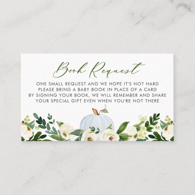 Carte de demande de Baby shower Citrouille bleu (Devant)