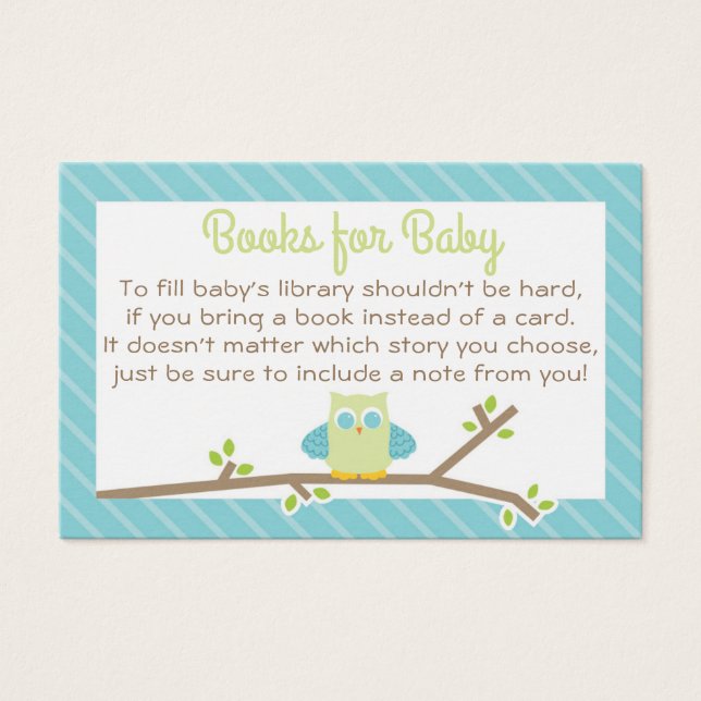 Carte de demande de Baby shower de la Chouette ble (Devant)