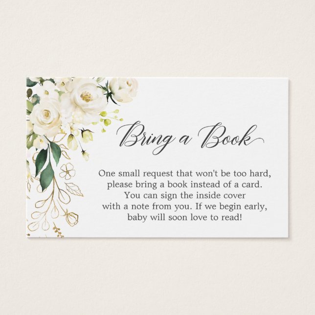 Carte de demande de Baby shower Floral Roses blanc (Devant)