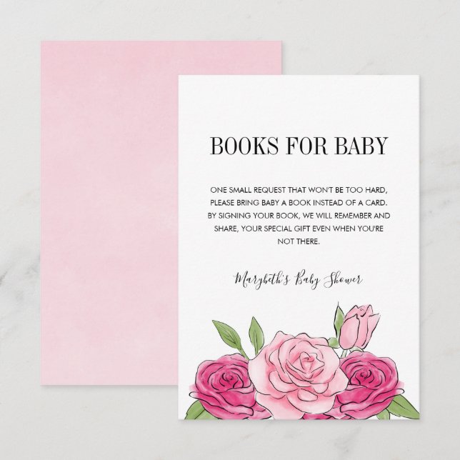 Carte de demande de Baby shower Rose Pink Watercol (Devant / Derrière)