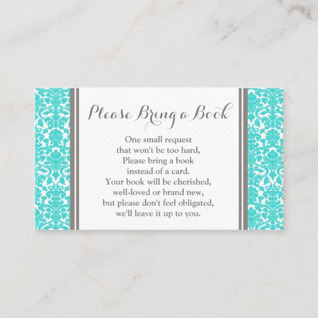 Carte de demande de Baby shower turquoise Damask (Devant)