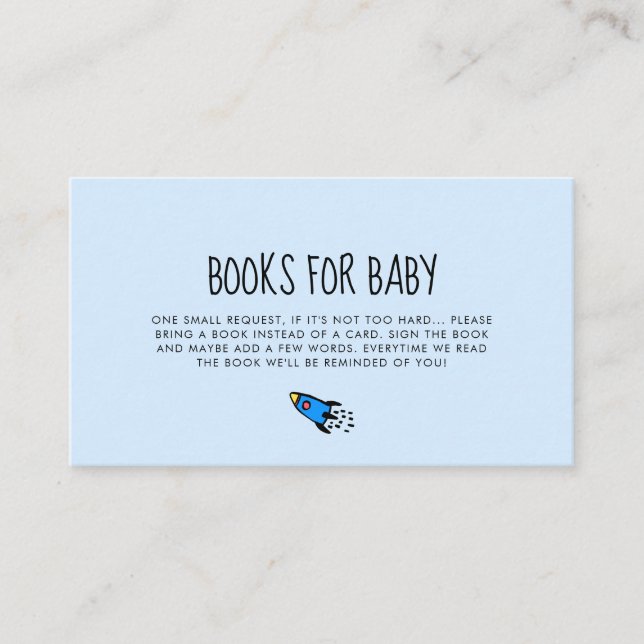Carte de demande de carnet de baby showers de fusé (Devant)