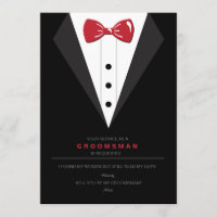 Carte de demande de Cravate Tuxedo et Red Bow