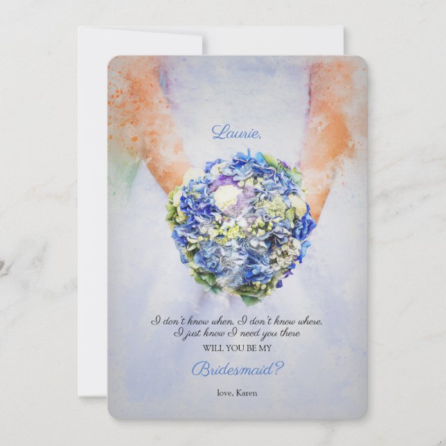 Carte de demande de demoiselle d'honneur (Devant)