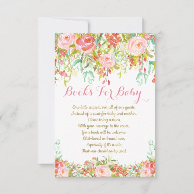 Carte de demande de livre d'aquarelle de fille, (Devant)