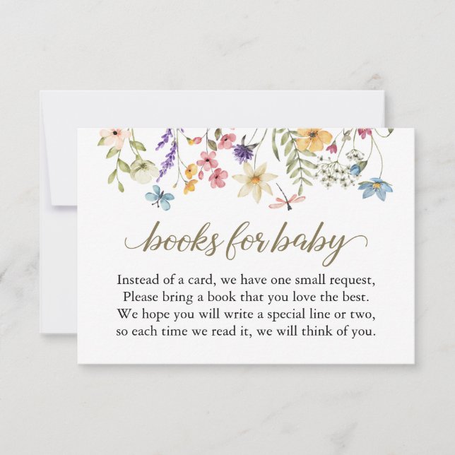 Carte de demande de livre pour Baby Shower Wildflo (Devant)