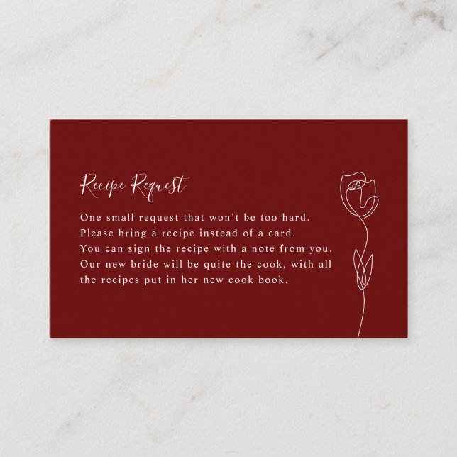 Carte de demande de recette d'illustration florale (Devant)