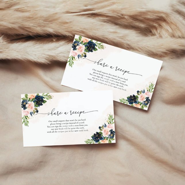 Carte de demande de recette florale Marine & Blush (Créateur téléchargé)