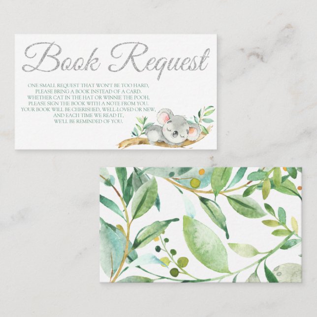 Carte de demande de réservation Koala pour Baby sh (Devant / Derrière)