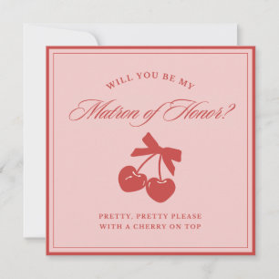 Carte de demande de témoin de mariage chic rose à