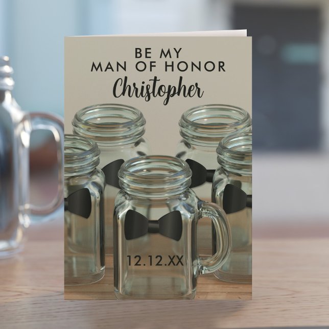 Carte de demande d'homme d'honneur pour une propos (Ask your Man of Honor to stand  by your side with this card. Mention the free bar and he'll say yes!)