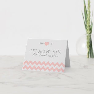 Carte de demande pour fille Chevron Gris et Rose