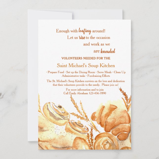 Carte de demande pour les articles de boulangerie (Devant)