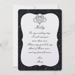 Carte de Demoiselle d'Honneur à Coeur en Paillette