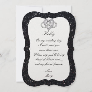 Carte de Demoiselle d'Honneur à Cœur en Paillettes