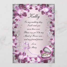 Carte de Demoiselle d'Honneur Chic Fleurie Violet 