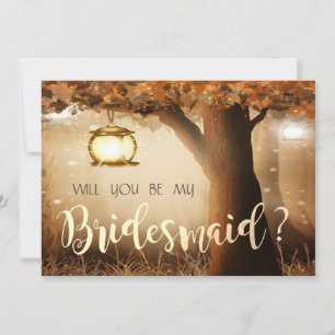 Carte de demoiselle d'honneur d'arbre rustique vin