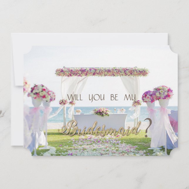 Carte de demoiselle d'honneur de mariage à la plag (Devant)
