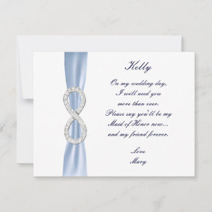 Carte de demoiselle d'honneur de mariage Blue Diam