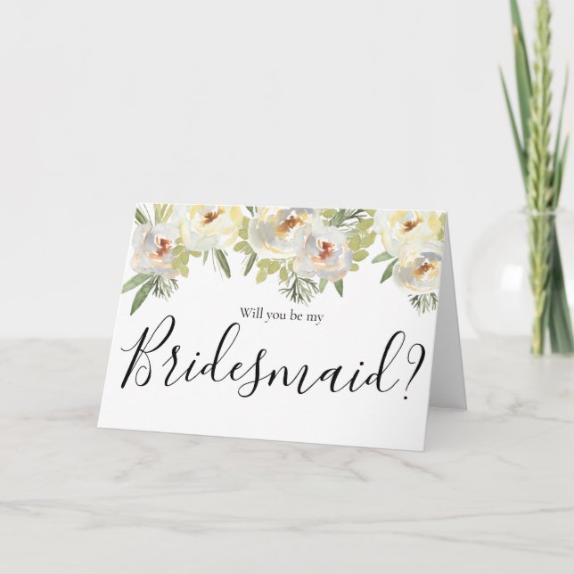Carte de demoiselle d'honneur de mariage floral bl (Devant)
