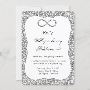 Carte de demoiselle d'honneur Silver Glitter Silve