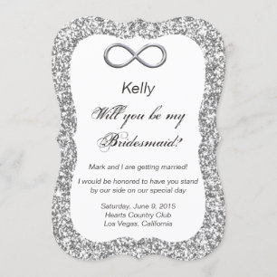 Carte de demoiselle d'honneur Silver Glitter Silve