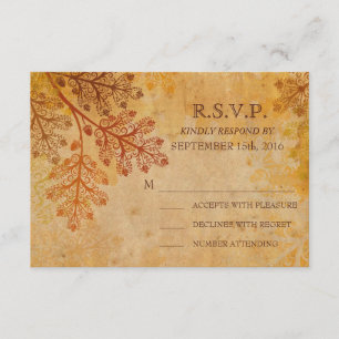 Carte de dentelle du mariage de automne RSVP de