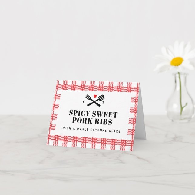 Carte de description Red Pique Plaid I Do BBQ (Petite plante)