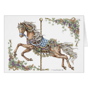 Carte de dessin à l'encre de cheval de carrousel