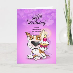 Carte de dessin Bull Terrier "Joyeux anniversaire"