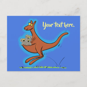 Carte de dessin humoristique kangourou et koalas