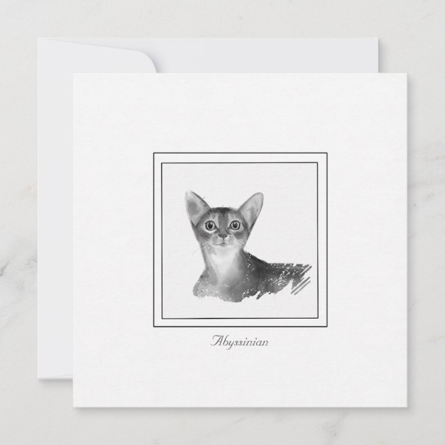 Carte de dessin noir et blanc Abyssinian Cat (Devant)