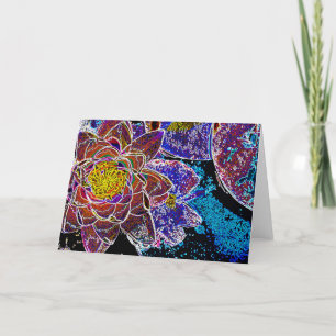 Carte de dessin Water Lily Flower in Pond Line