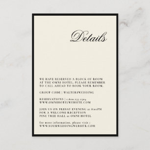Carte de détail de Mariage de script minimaliste m