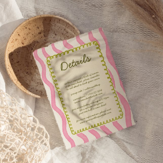 Carte de détail de mariage rose et vert moderne et (Créateur téléchargé)