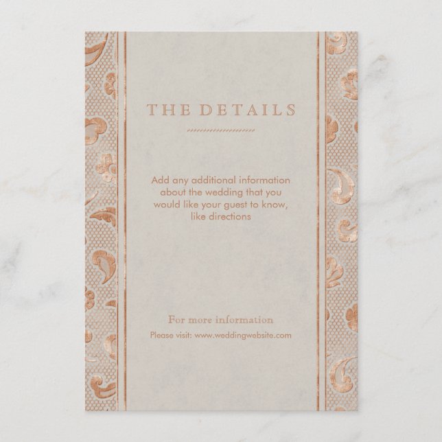 Carte de détail du mariage campagnard rustique en  (Devant)